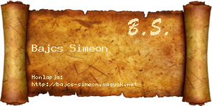 Bajcs Simeon névjegykártya
